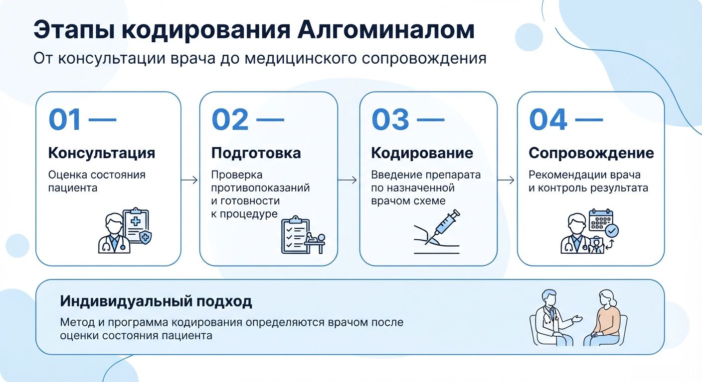 Кодирование препаратом «Алгоминал» в Курске инфографика