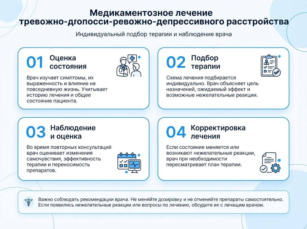 Лечение тревожно-депрессивного расстройства (ТДР) инфографика